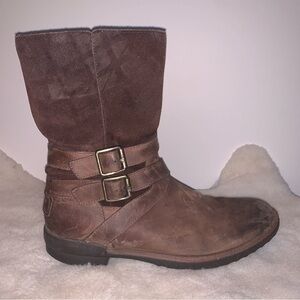 Ugg Lorna Winter Boots Brown Leather Suede 9